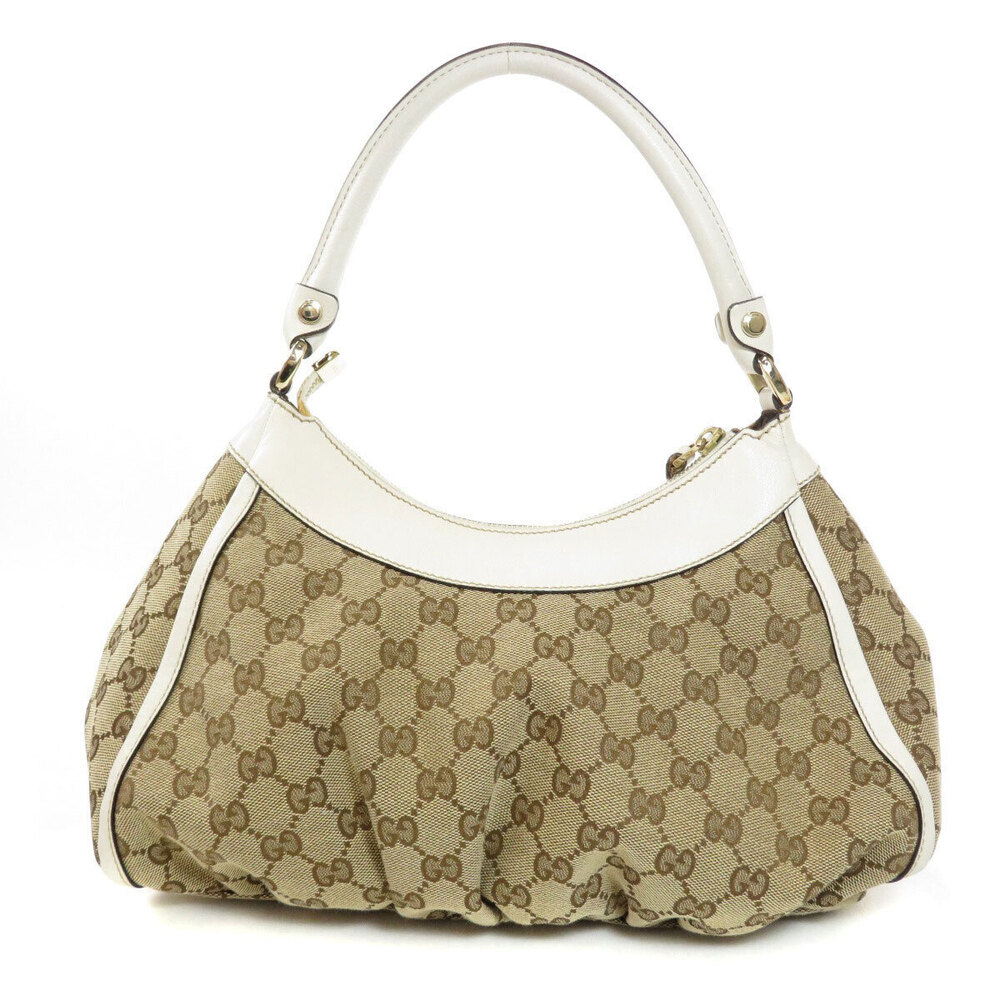 Gucci monogram Abbey Hobo bag leather white signature beige D Ring GG